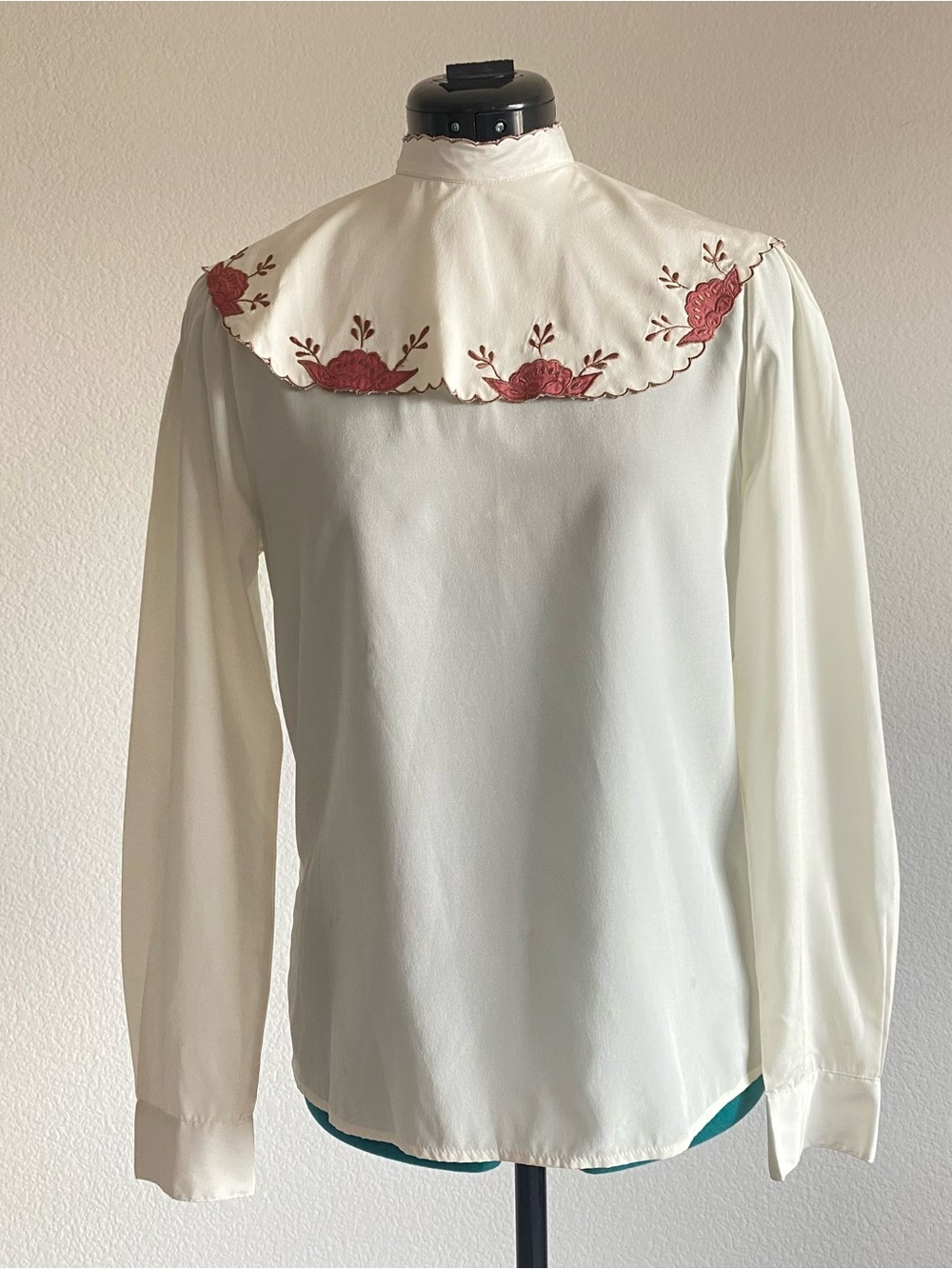 Vintage Steven Barry button down back blouse scalloped collar, S